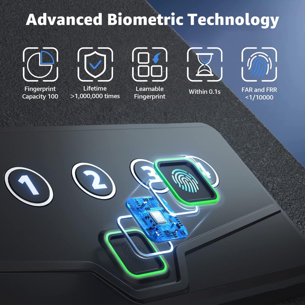 XDeer Biometric Pistol Safe (FCC & California DOJ Certified) - Quick Access Handgun Safe with Fingerprint & Digital Keypad, APP Bluetooth Secure Home Gun Safe for up to 4 Pistols (No Cleaning Kit) XDeer