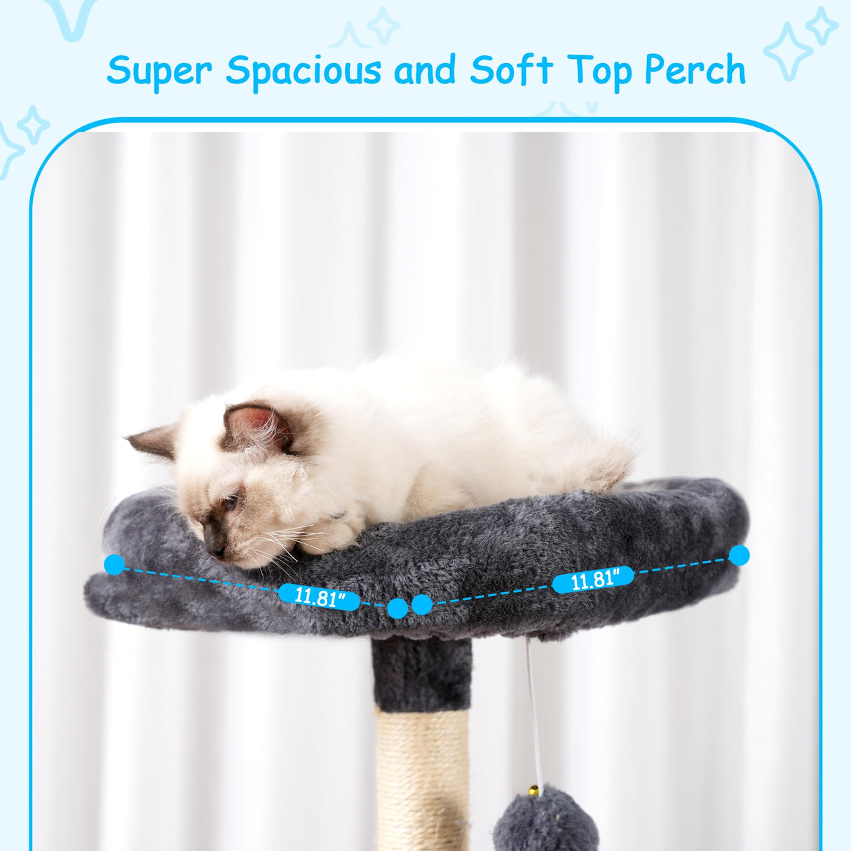 Hey-brother Cat Tree, 42.5-Inches Cat Tower for Indoor Cats, Plush Multi-Level Kitten Cat Condo with Scratching Post, Ramp, Basket, Spacious Cat Cave, Hanging Ball, Smoky Gray MPJ007SG Hey-brother