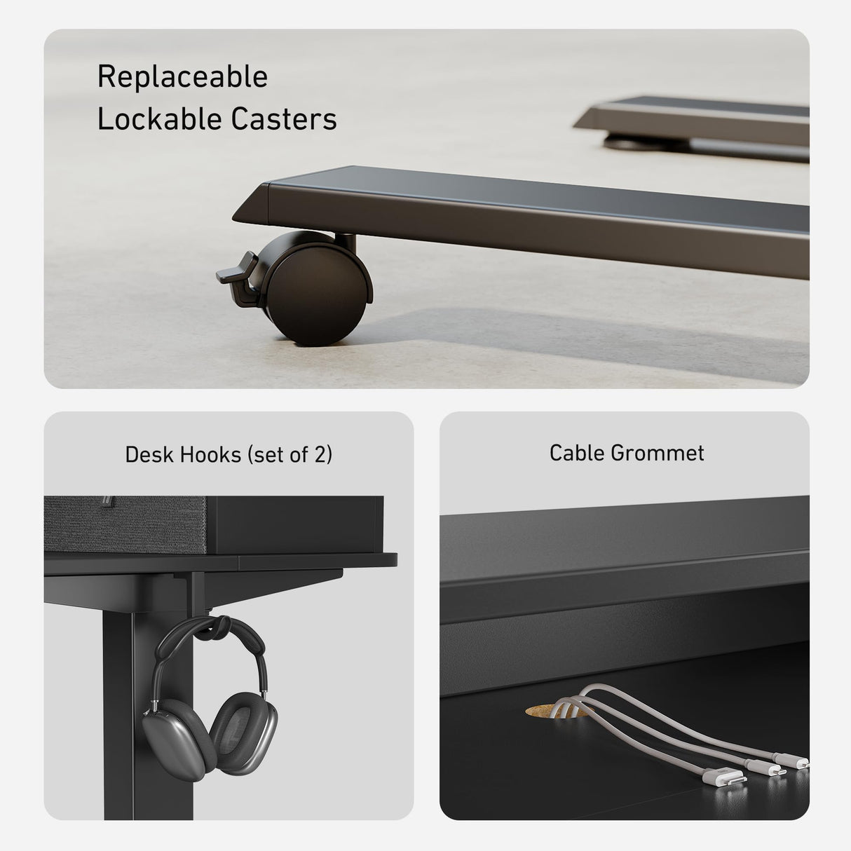 FEZIBO 48 x 24 Electric Standing Desk Adjustable Height with 4 Drawers, Sit Stand Desk with Storage Shelf, Rising Desk with Splice Board, Black Frame/Rustic Brown Top, 48 inch FEZIBO