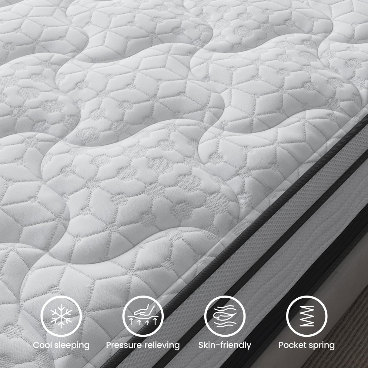 Maxzzz 12 inch King Hybrid Mattress in a Box, Cooling Gel Infused Memory Foam and Pocket Spring Mattress, Medium Firm, 76x80 inches Maxzzz