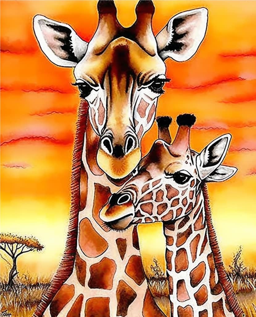 Kaliosy 5D Diamond Art Painting Giraffe by Number Kits, Paint with Diamonds Art Animals DIY Full Drill, Crystal Craft Cross Stitch Embroidery Decoration 30x40CM?12x16inch? Kaliosy