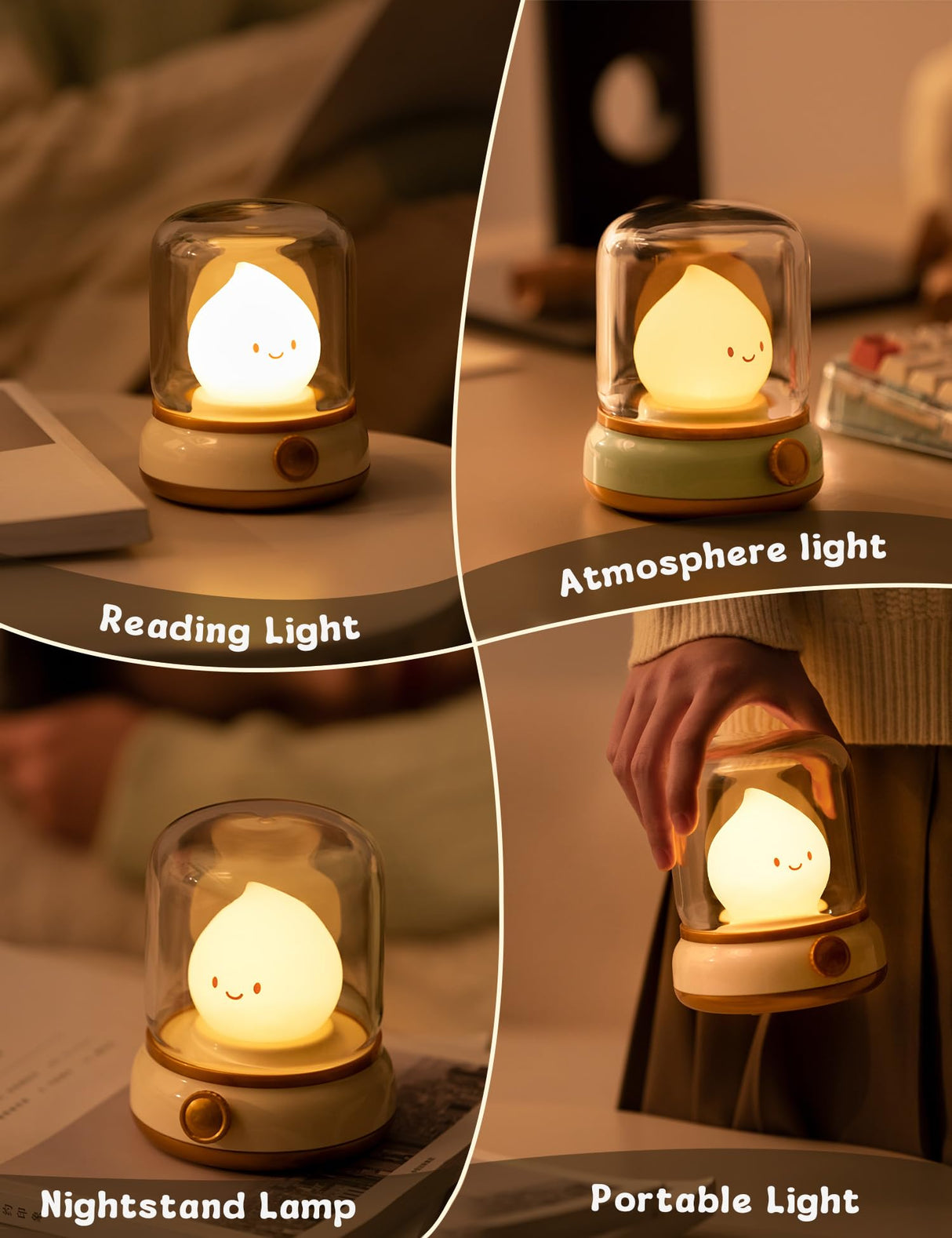 WANIDEA Cute Flameless Candles Lamp, Kids Night Light,Candle Warmer Lamp,Decor,Adjustable Dimmable Rechargeable Night Light for Kids,Girls,Teenager Bedroom WANIDEA