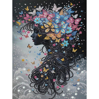 WSLWXSHM 5D Special Shape Diamond Art Kits for Beginners, Diamond Painting Kits for Adults Butterfly Lady, Crystal Rhinestones Diamond Painting for Home Wall Decoration Gift 12×16inch/30×40cm