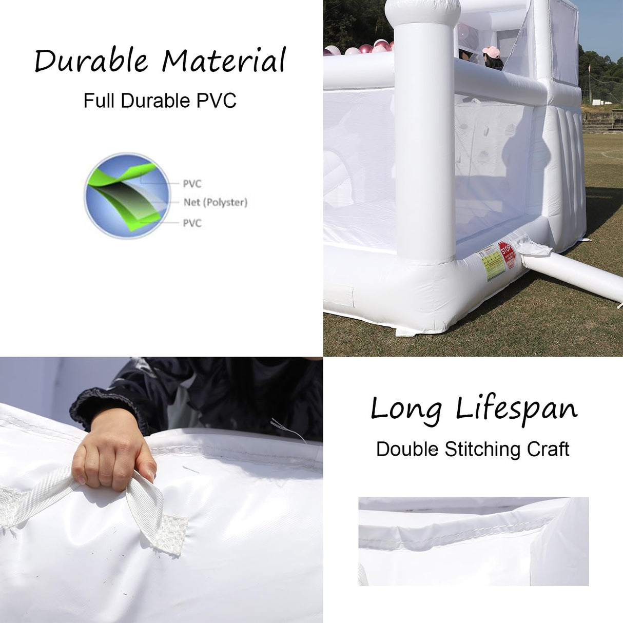 16FT White Bounce House Castle,High Slide & Big Ball Pit, Commercial Grade for Adult Kid, (Heavy Duty PVC)(1100w Blower), Inflatable Bouncy Castle for Backyard, Birthday Party, Wedding, 16x14x10.5ft Inflantteble