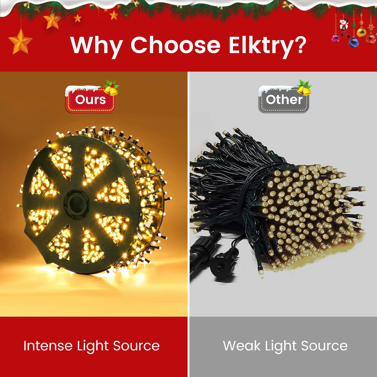 Areker 82ft 1000LED Christmas Lights Outdoor Indoor, Green Wire Christmas String Lights Plug in, Ultra Bright 8 Modes Waterproof Fairy Lights for Xmas Tree Party Wedding Decoration, Warm White Areker