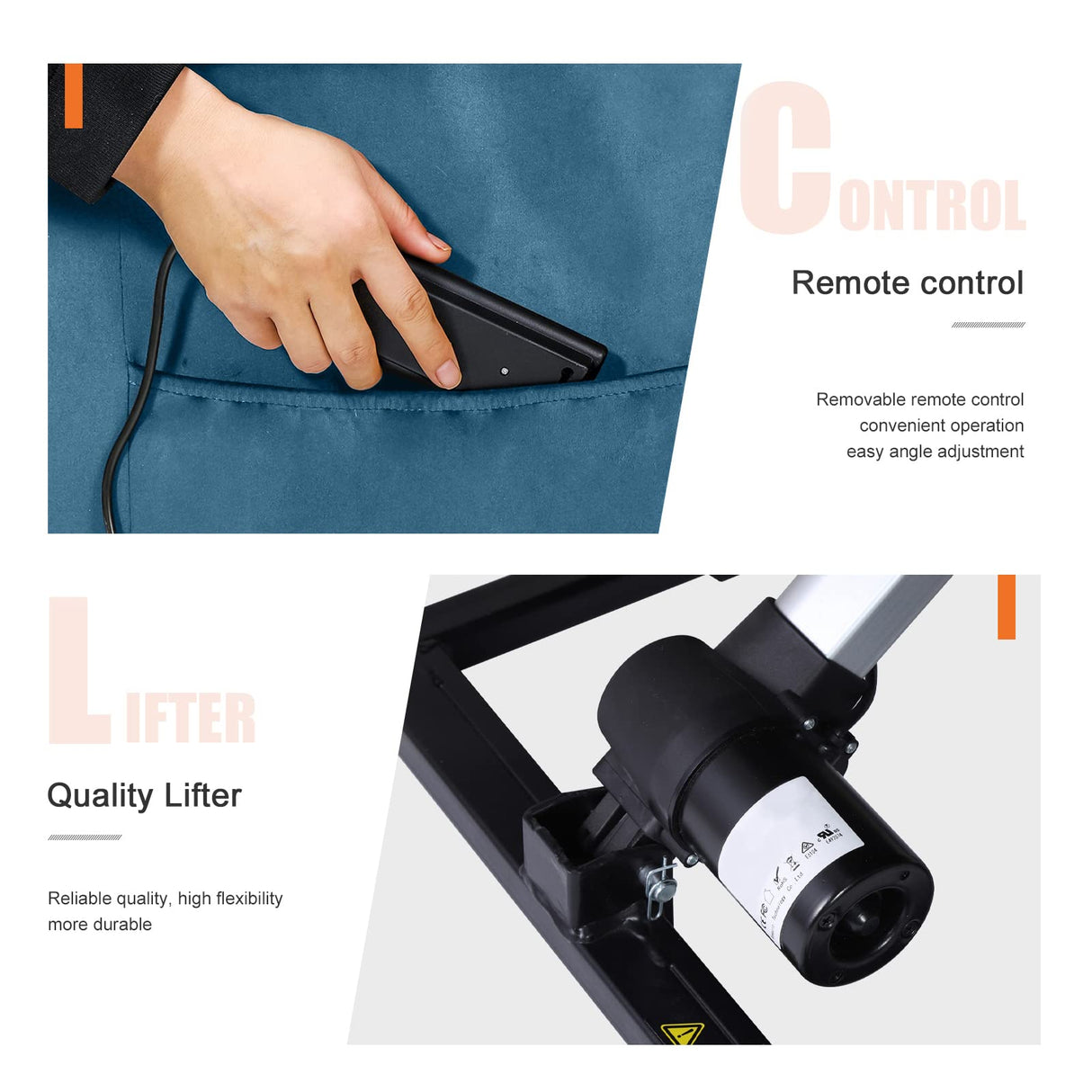 DAZONE Dark Blue Small Power Lift Recliner Chair for Elderly - Quiet Motor Electric Recliner with Overstuffed Comfort with Space-Saving Design for Living Room, Bedroom DAZONE