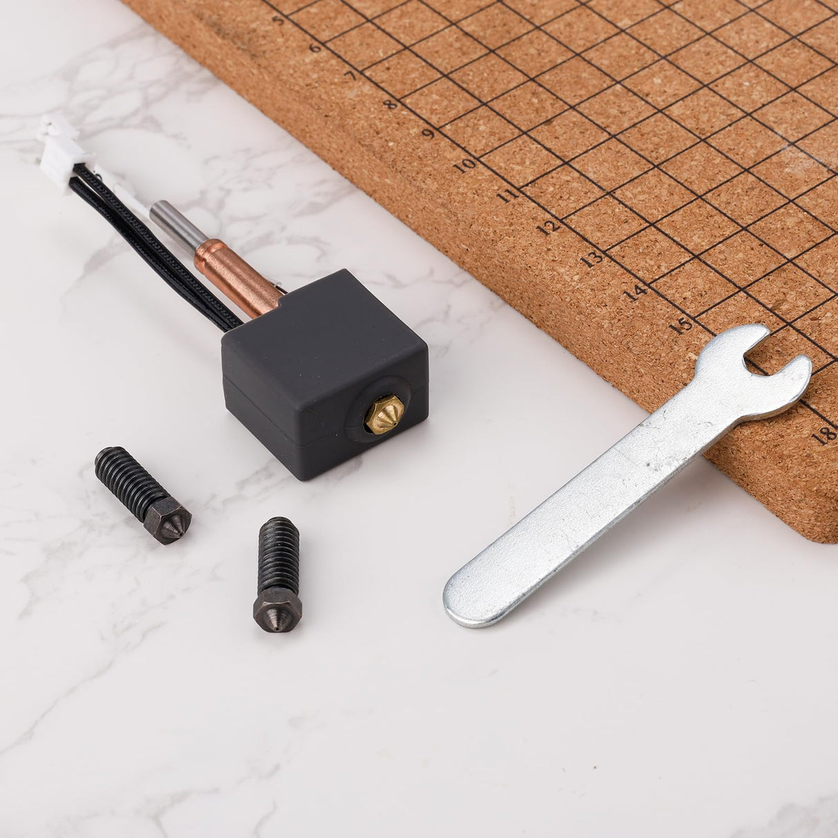 3D Printing Extruder Hotend Kit, Extruder Print Head with Silicone Case Heating Block Hotend with Nozzle Wrench Accessories Hot End Parts Combo Supplies Compatible with Kobra 3 3D Printer PEUTIER