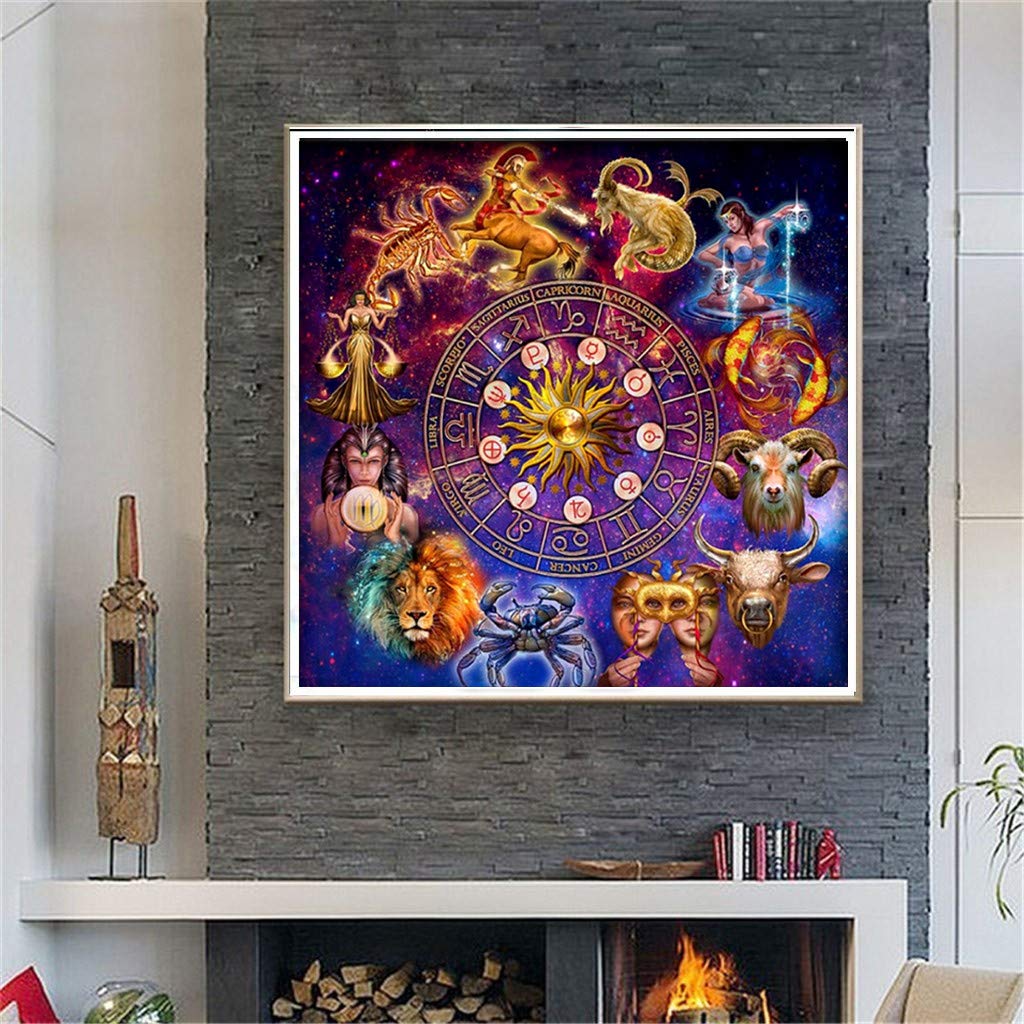 5D DIY Full Drill Constellation Diamond Art Aquarius Cross Stitch Zodiac Signs Embroidery Mosaic Kit Home Decor Wall Art Gifts Twelve 11.8x11.8 30x30 cm Better Selection
