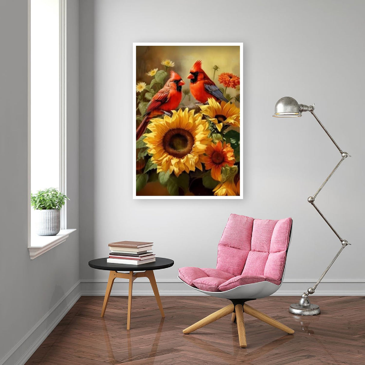 Diamond Painting for Adults Kits, 5D Cardinal Diamond Art Kits for Beginners, DIY Full Drill Sunflowers Diamond Gem Art Kits for Home Wall Decor 12x16 Inch Mrnsiet