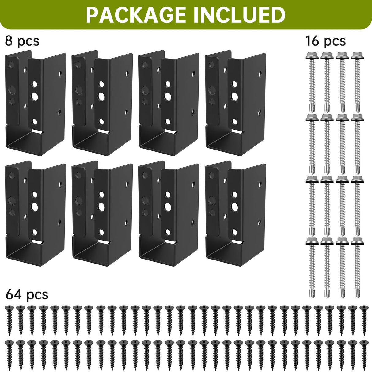 8Pcs Concealed Joist Hanger, 2" x 4"Outdoor Concealed-Flange Hanger, 2"x4" Outdoor Trim Concealed Flanges for 2"x4" Beam, Swing, Handrail, Fence woiron