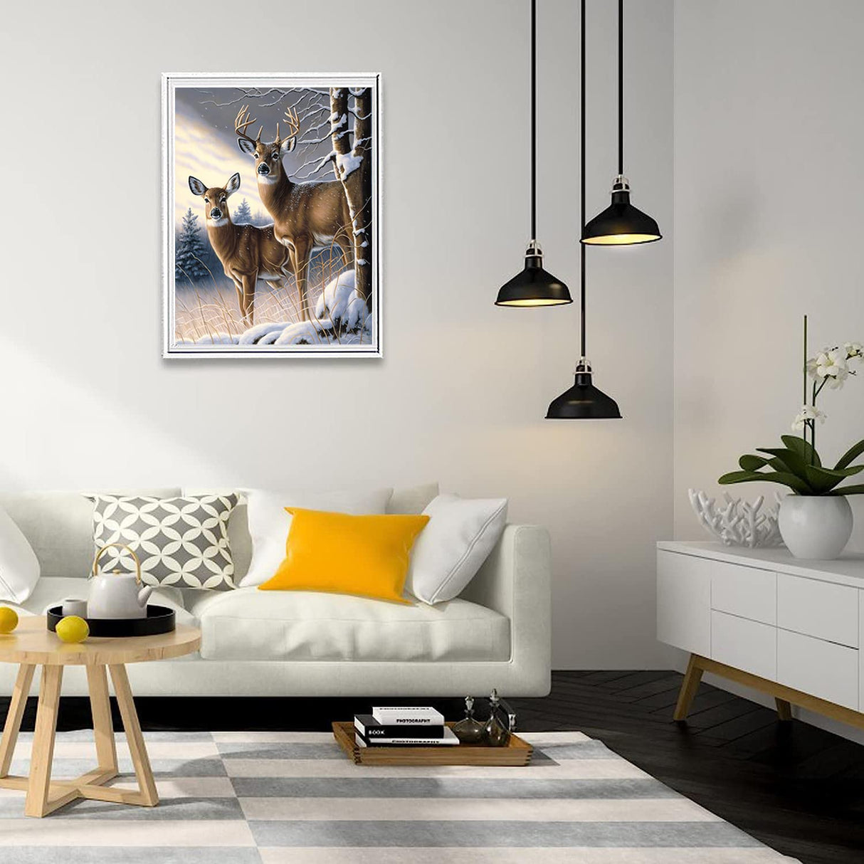 Puraikcmi DIY 5D Diamond Painting Kits Full Drill Round Diamonds Rhinestone Embroidery for Wall Decoration (Deer) Puraikcmi