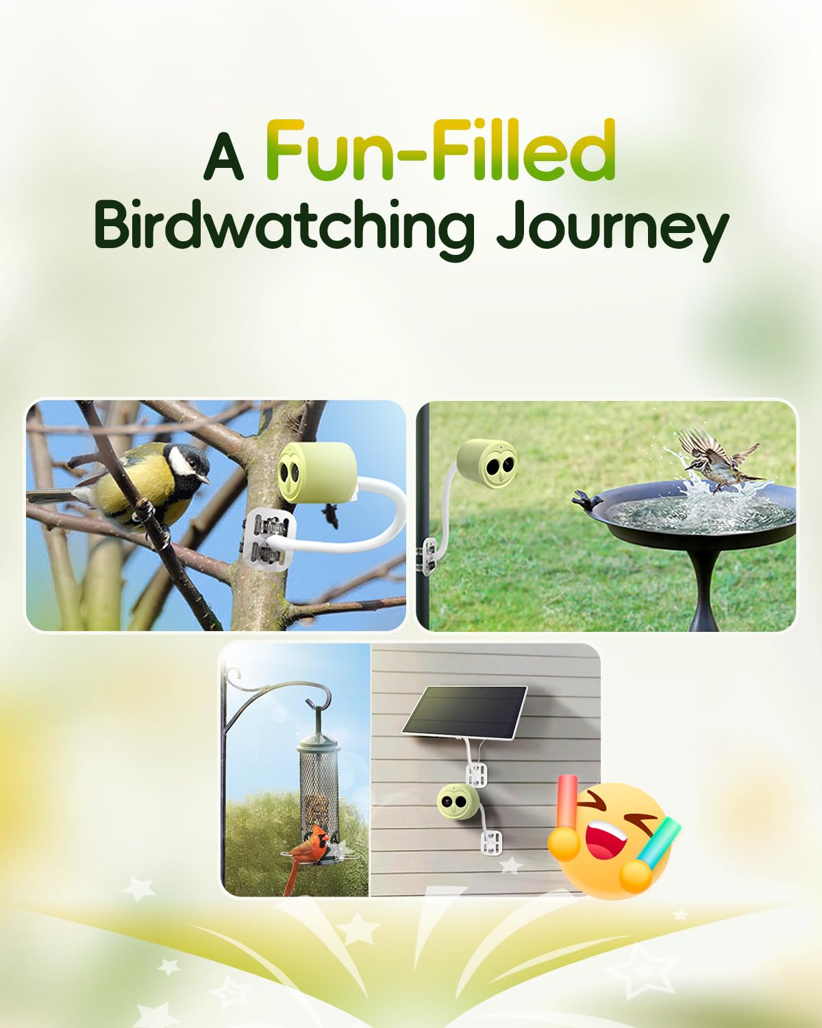 Hibird 4K HD Smart Bird Feeder Camera Solar Powered, 2.4G/5G Dual WiFi Wireless Outdoor, 6X Slow Motion Auto Bird Video Capture, Instant Notifications, AI Identify 10000+ Species for Bird Lover Camojojo