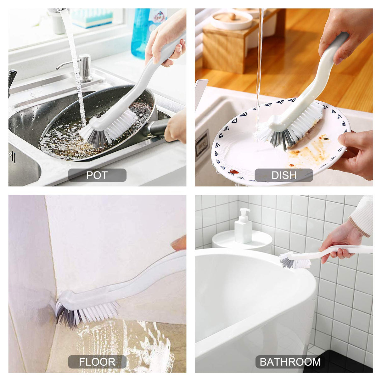 SHUNWEI 2 Pcs Cleaning Brush Small Scrub Brush for Cleaning Sink Scrub Brush with Handle, Bathroom Kitchen Edge Corner Grout Cleaning Brushes for Household Use, Window Track Cleaning Brush SHUNWEI