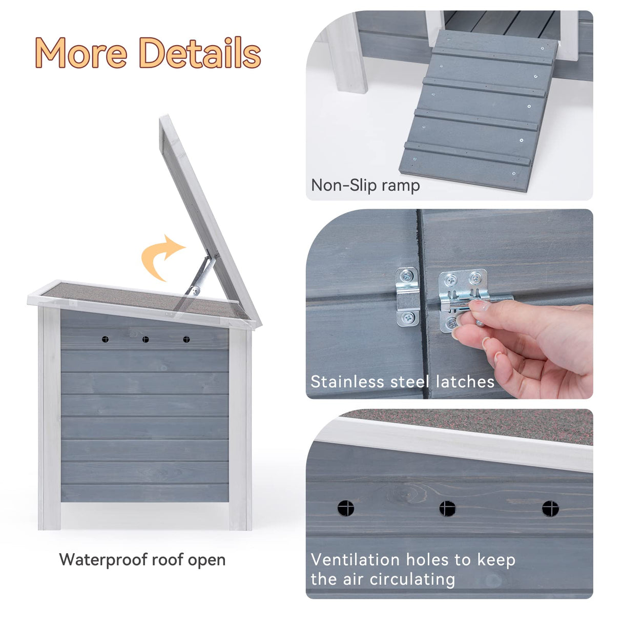 Petsfit Large Chicken Coop with Upgraded Perches, Wooden Outdoor Chicken Cage with Large Nesting Box, Weatherproof Open Asphalt Roof &Removable Bottom, Duck House, Rabbit Hutch Petsfit