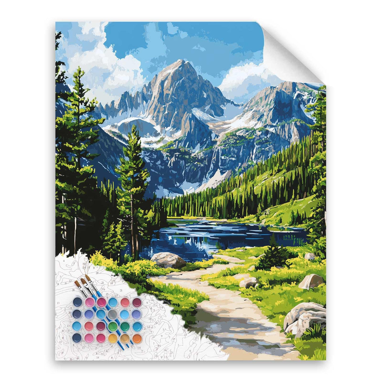 Cawpom Rocky Mountain National Park Paint by Number, Mountains Paint by Numbers Kit for Adults, Lake Tree Landscape Wall Art, Nature Scenery Acrylic Painting, Home Wall Decor(16x20inch, No Frame) Cawpom