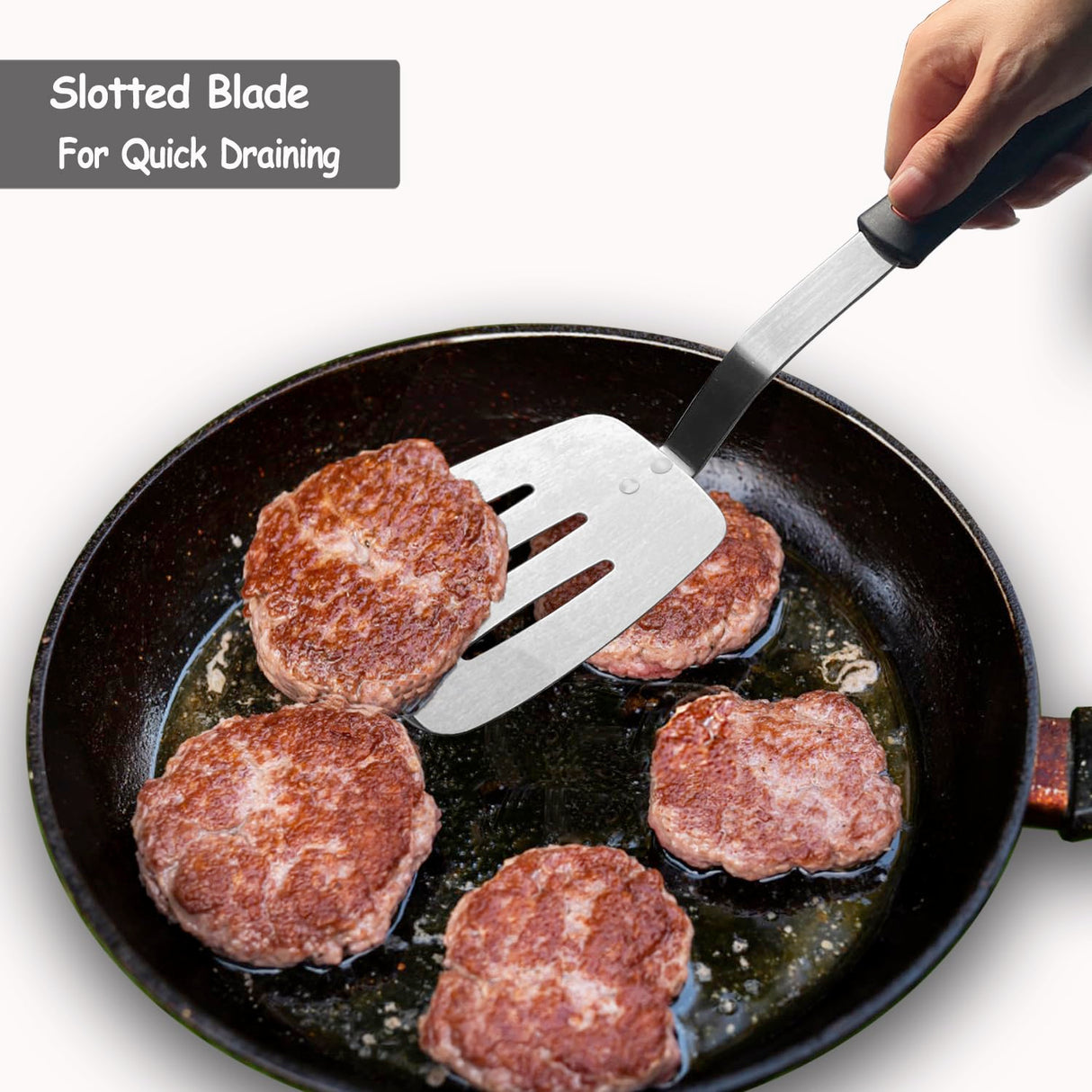 Stainless Steel Spatula Turner, Metal Spatula for Kitchen Use,VOVOLY Heavy Duty Cooking Spatula, Wide Blade with Beveled Edge and Heat Resistant Silicone Handle, Dishwasher Safe Vovoly