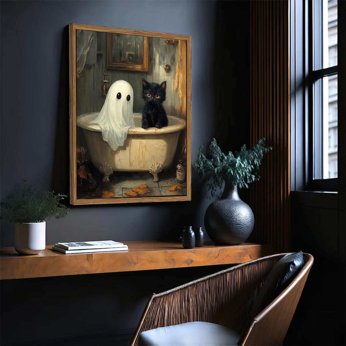 DAZZLEDOTS Halloween Diamond Art Kits for Adults, Ghost Black Cat Diamond Painting Kits for Beginner, DIY Gem Art and Craft Paint by Diamonds Home Wall Decor 12X16Inch DAZZLEDOTS