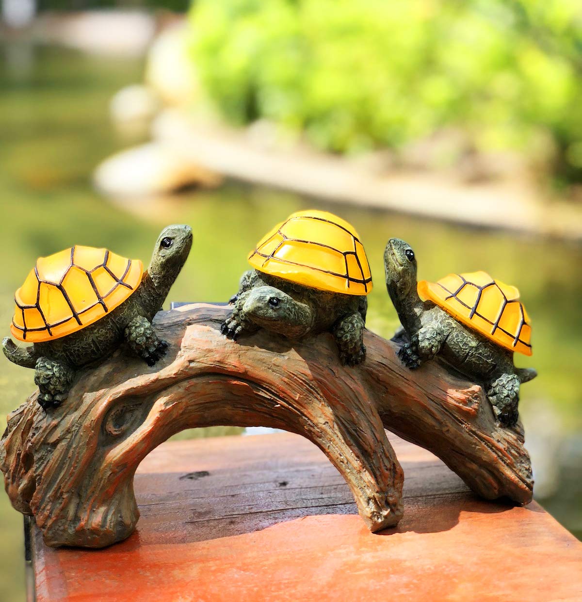 TIBLEN Solar Powered Turtles on Log Outdoor Decor - LED Garden Light, Outdoor Statues, Gifts for Mom, Grandma, Birthday - Turtle Solar Light for Outdoors TIBLEN