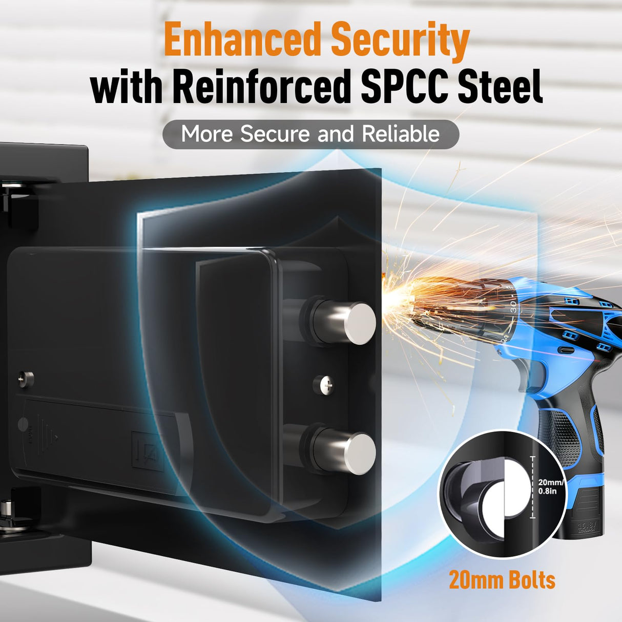 Goldenkey 1.2 Cu.Ft Modern Fireproof Safe – Digital Safe with Fireproof Bag, Keypad & Key, Protects Documents, Cash & Valuables, 9.84"D x 13.78"W x 9.84"H GOLDENKEY