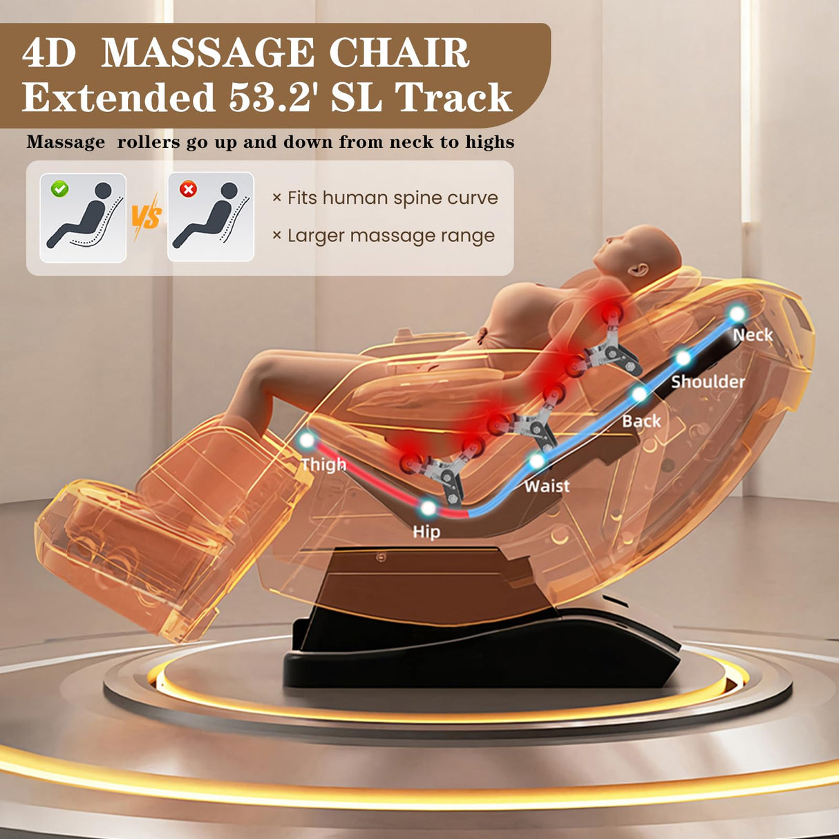 RESTREAL 4D Massage Chair Full Body, Zero Gravity SL-Track Shiatsu Electric Massage Chair Recliner, Airbag Massage, Deep Yoga Stretch with Heat Body Scan Bluetooth Foot Roller, Extendable Footrest RESTREAL