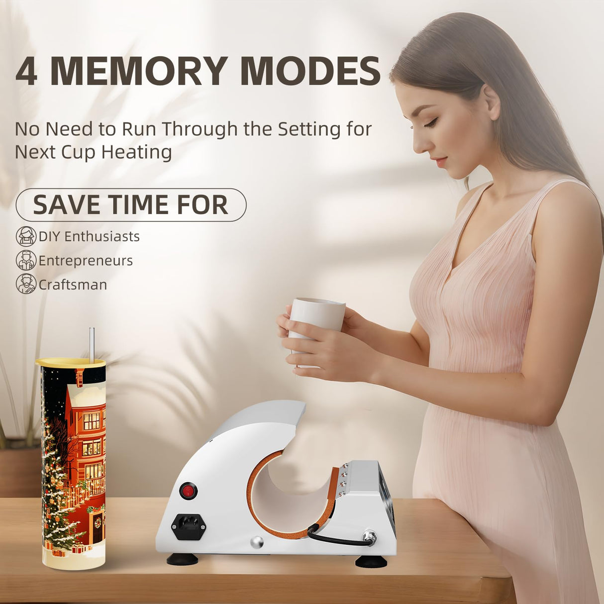 FewNvWa Tumbler Heat Press Machine - Auto Mug Heat Press Fast & Even, Auto-Off Safe Professional Sublimation for 10-30oz Cups, Glasses and Mugs FewNvWa