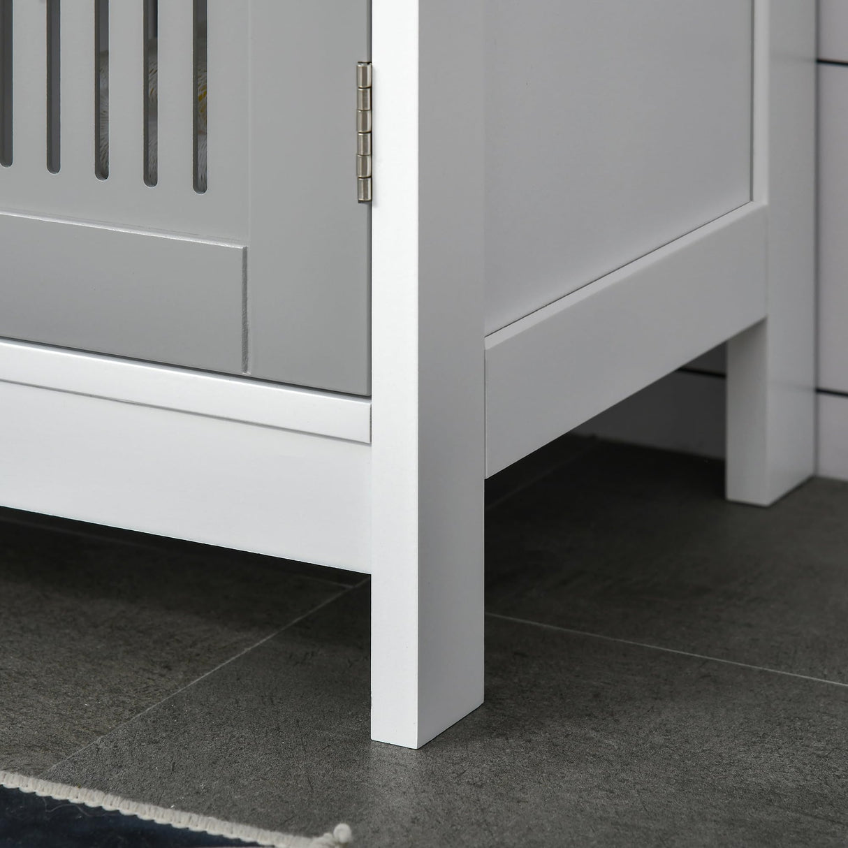 kleankin Modern Under Sink Cabinet with 2 Doors, Pedestal Under Sink Bathroom Cupboard, Bathroom Vanity Cabinet with Adjustable Shelves, Gray and White kleankin