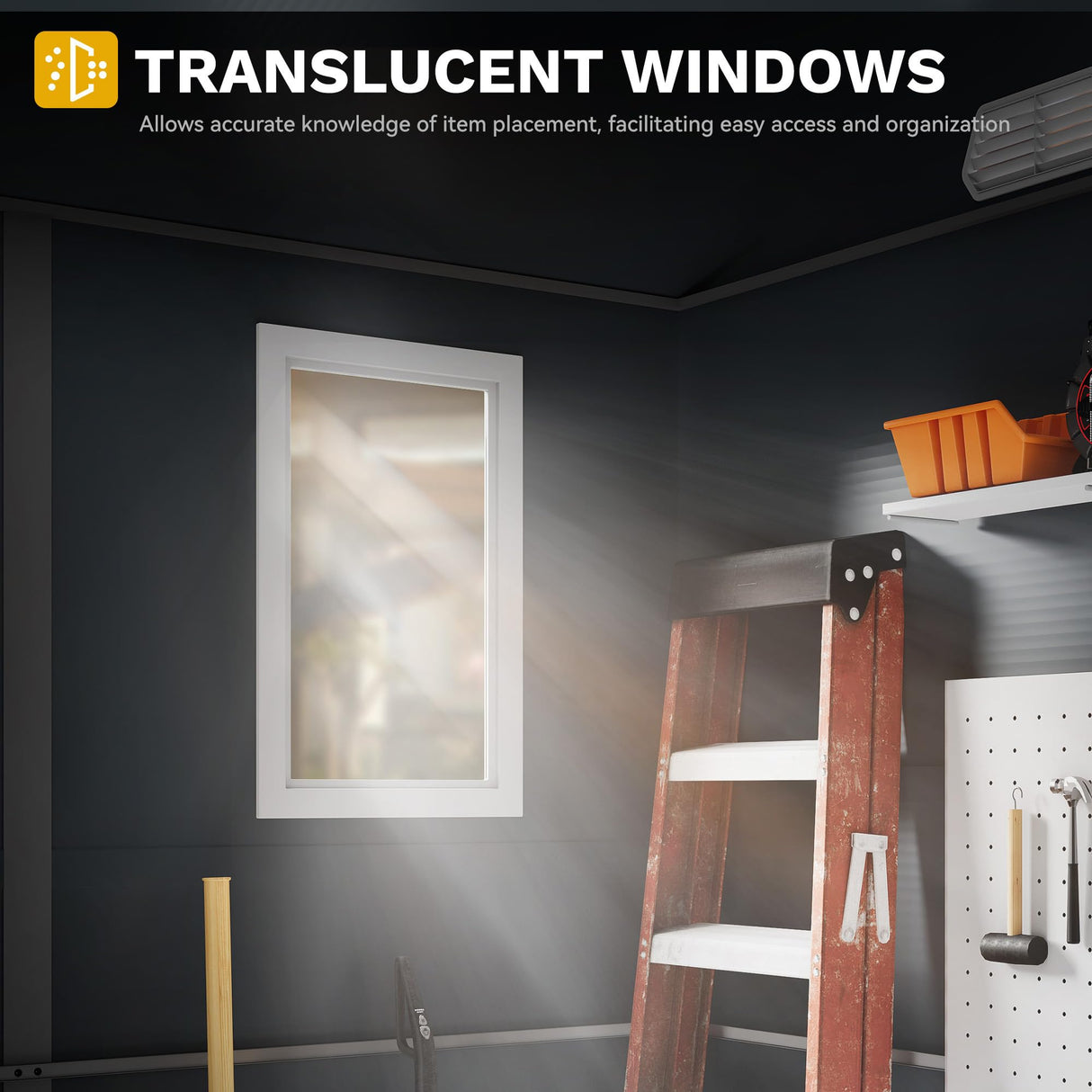 DWVO 6x6FT Outdoor Storage Shed w/o Floor, All-Weather Plastic Shed with Lockable Doors, Window & Vents, Plastic Tool Shed for Backyard, Patio, Poolside, Lawn, Gray DWVO