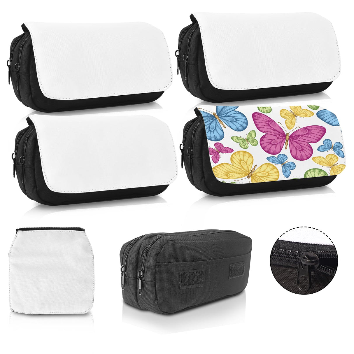 4Pcs Sublimation Makeup Bag Blanks,Sublimation Makeup Bags Bulk Travel Toiletry Bag Cosmetic Bags For Women Heat Transfer Removable Sublimation Bags with Zipper Cosmetic Make Up Bag for DIY Craft KKSUBCA
