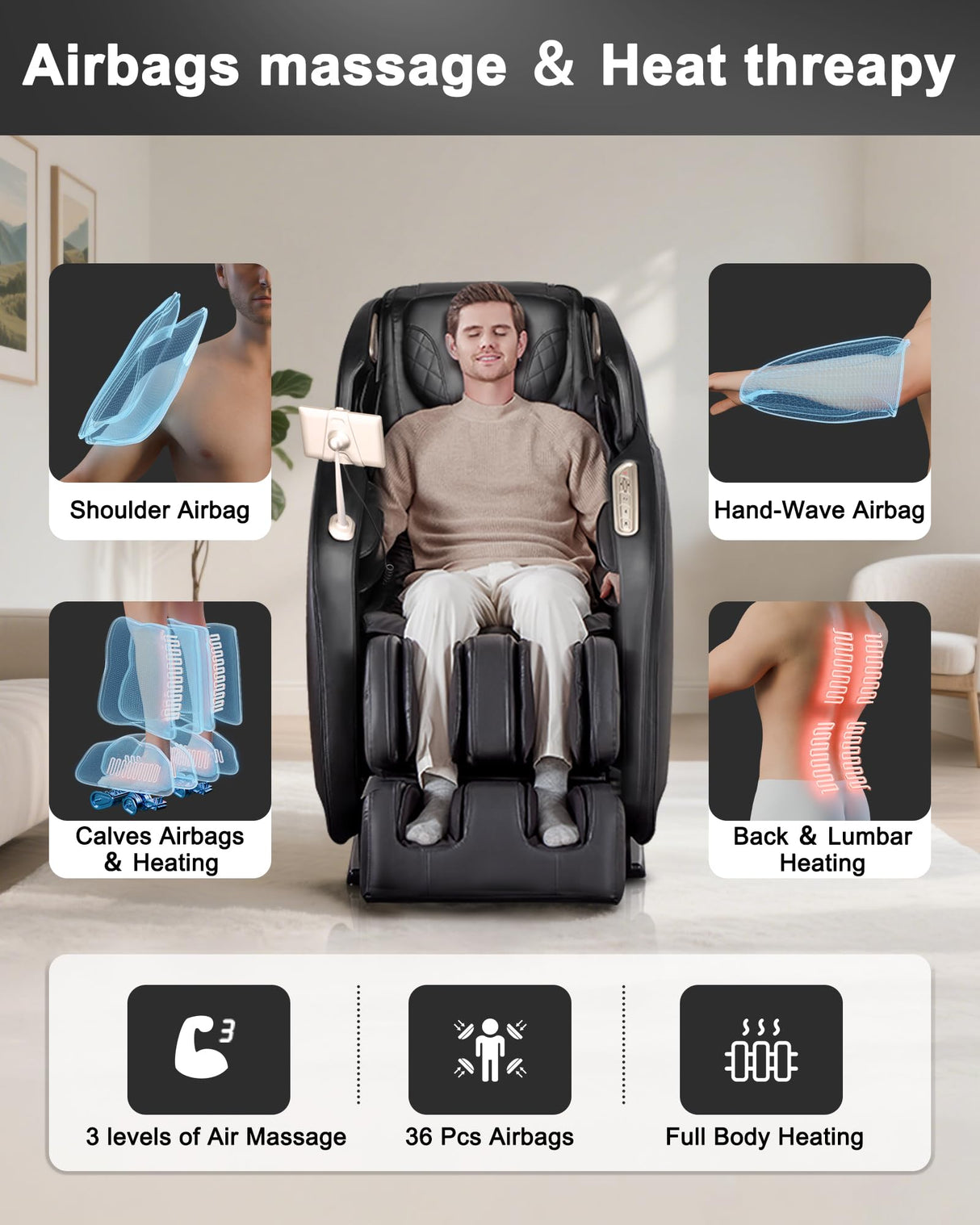 EASPEARL R8089 Pro 4D Massage Chair,SL-Track Zero Gravity Massage with Heat,OTA System,Electric Footrest,Airbags,Bluetooth,APP Control,Shiatsu Massage Chairs Full Body and Recliner with Stretch EASPEARL