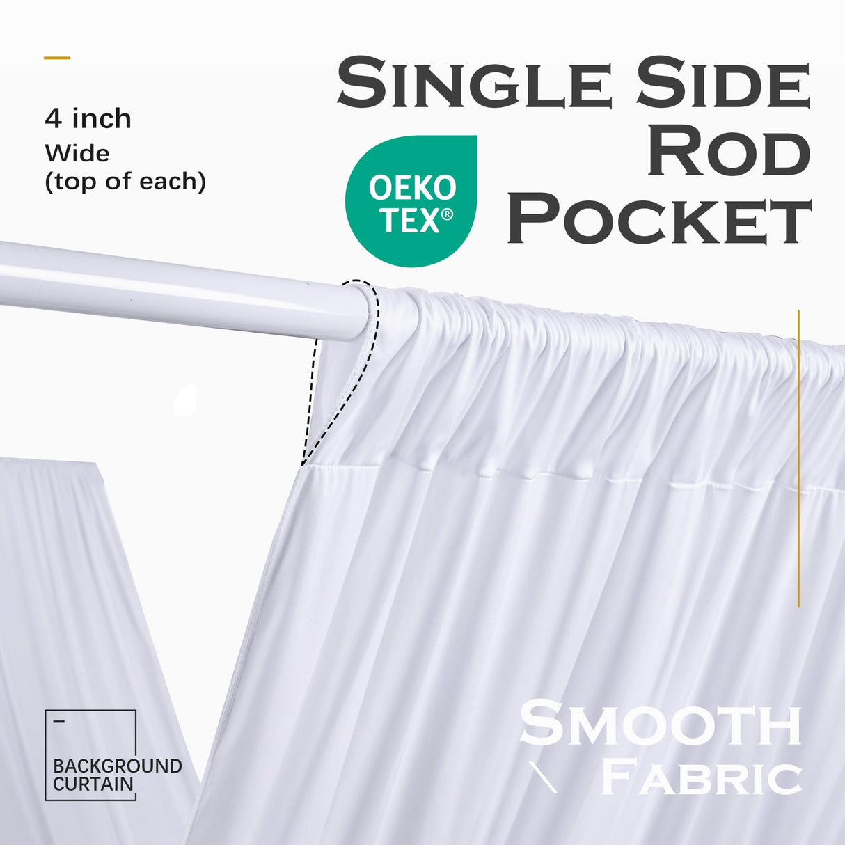 PartyVillage 20ftx40ft White Ceiling Curtain for Wedding Parties – 4 Panels Wrinkle-Free 40 FT Long Tent Draping Curtains for Wedding, Birthday & Theme Parties, 40ft Height with Rod Pocket Party Village