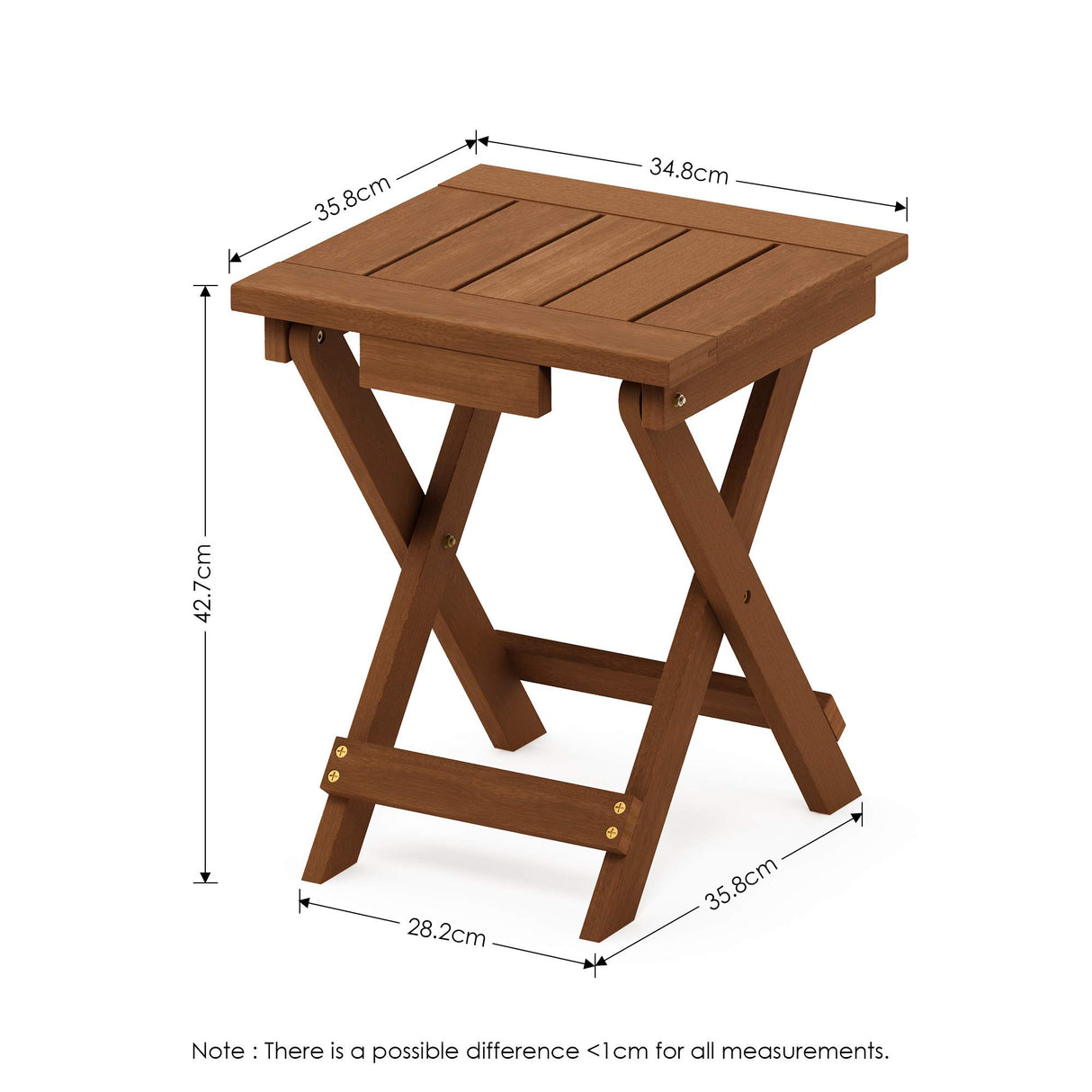 Furinno FG18556 Tioman Hardwood Patio Furniture Outdoor Folding Table Small, Natural Furinno