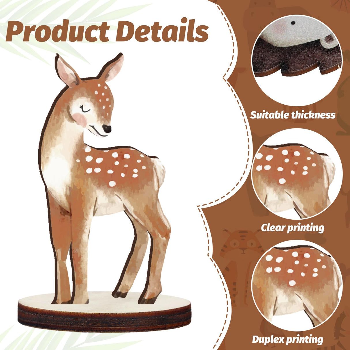 Geetery 12 Pcs Woodland Animals Wooden Animal Cutout Shapes Forest Painted Woodland Baby Shower Decorations Wild Creatures Wood Table Centerpieces for Forest Camp Party Supplies (Cute) Geetery