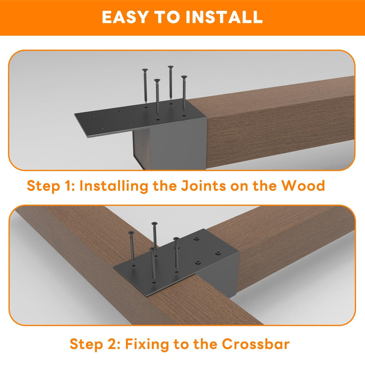 YEOOE 4 Pack Pergola Brackets 4x4 (Actual: 3.5x3.5 Inch), Rafter Post Brackets Deck Railing Brackets, Pergola Connectors Wall Mount Bracket Kit for Lumber Pergola Gazebo Sunroom Carport YEOOE