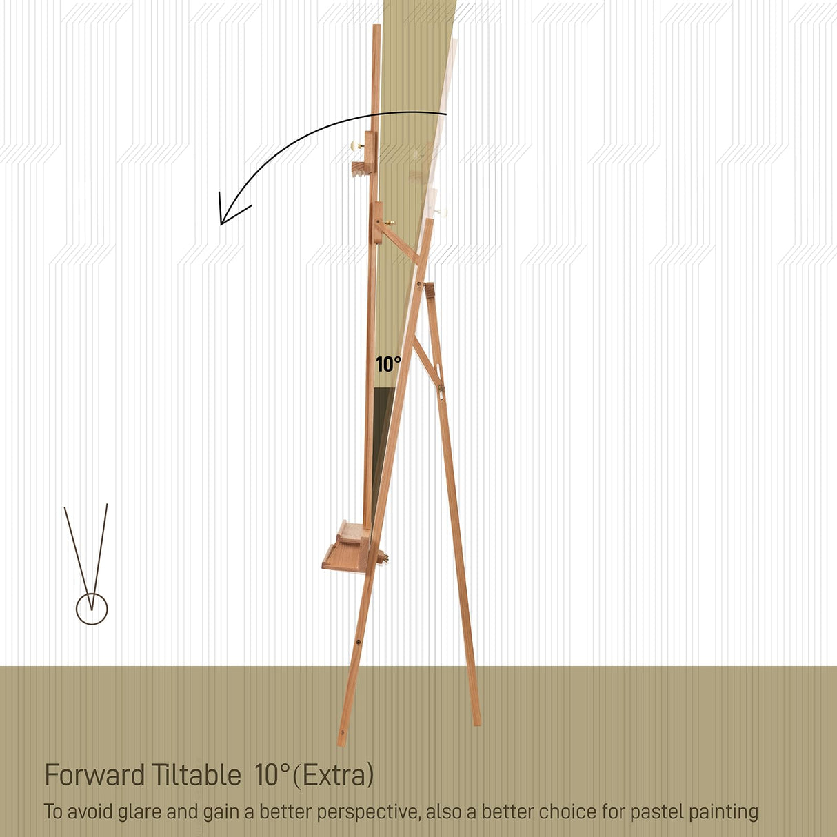 ATWORTH American Oak Inclinable Studio Art Easel, Hold Canvas up to 48”, Deluxe Wooden Large Adjustable A-Frame Lyre Style Floor Painting Easel Stand with Storage Tray, Natural Oil Finish ATWORTH