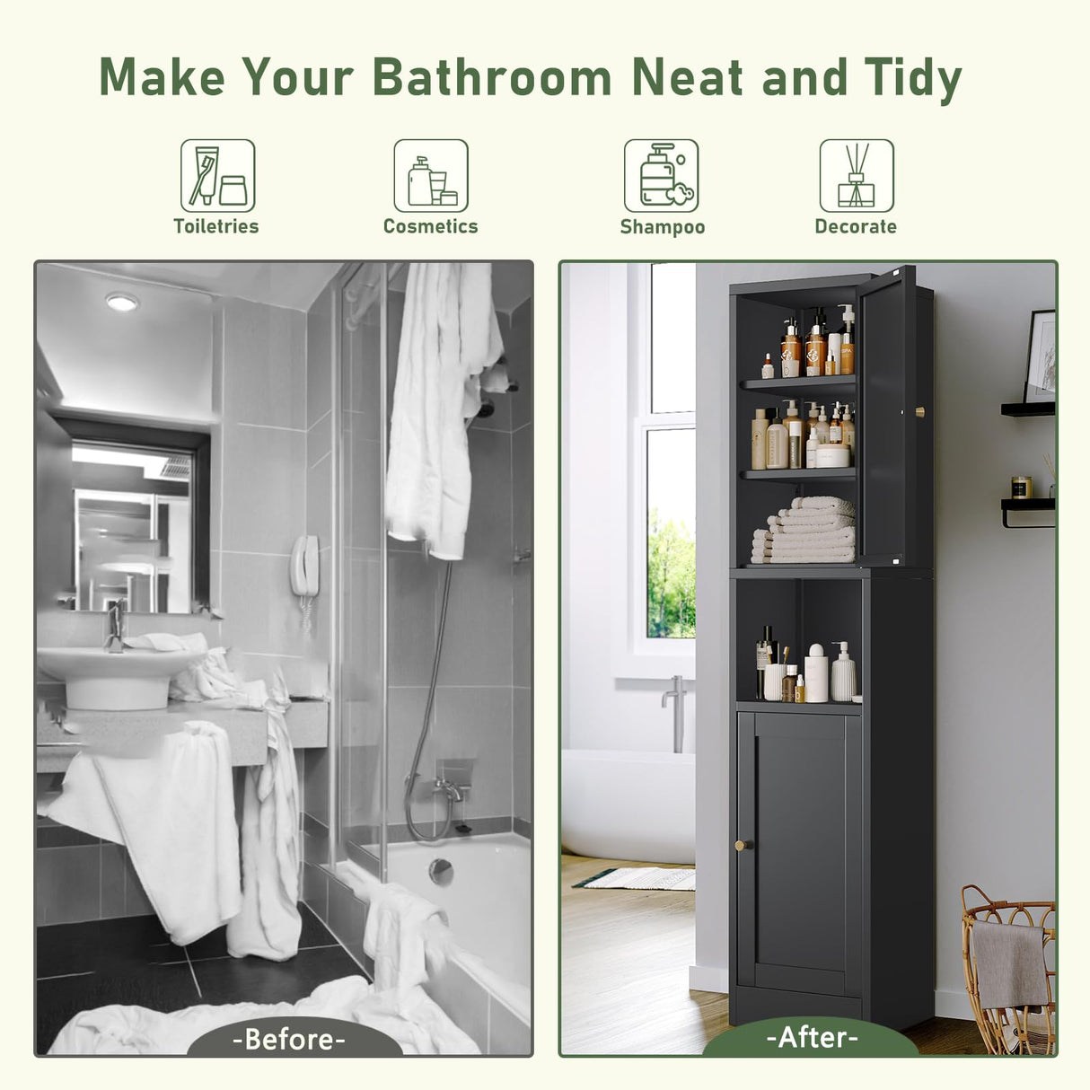 YAUWOH Black Tall Metal Storage Cabinet,Metal Locker Storage Cabinet with 3 Adjustable Shelves and 2 Doors,Narrow Sideboard for Small Spaces, Living Room, Home Office, Dining Room YAUWOH