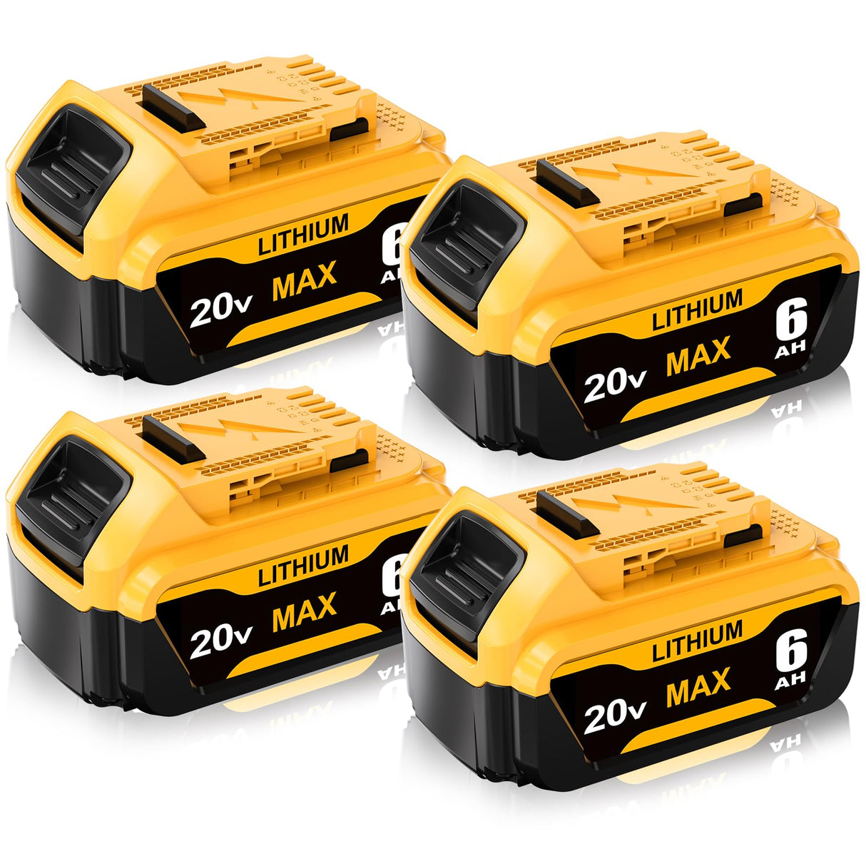 Wryfzxd Replacement for Dewalt 20V MAX Battery 6.0Ah Compatible with Dewalt 20V Battery Lithium Replacement for Dewalt 20 Volt Battery DCB205 DCB204 DCB207 Compatible with Dewalt Battery 20V 4Packs Wryfzxd