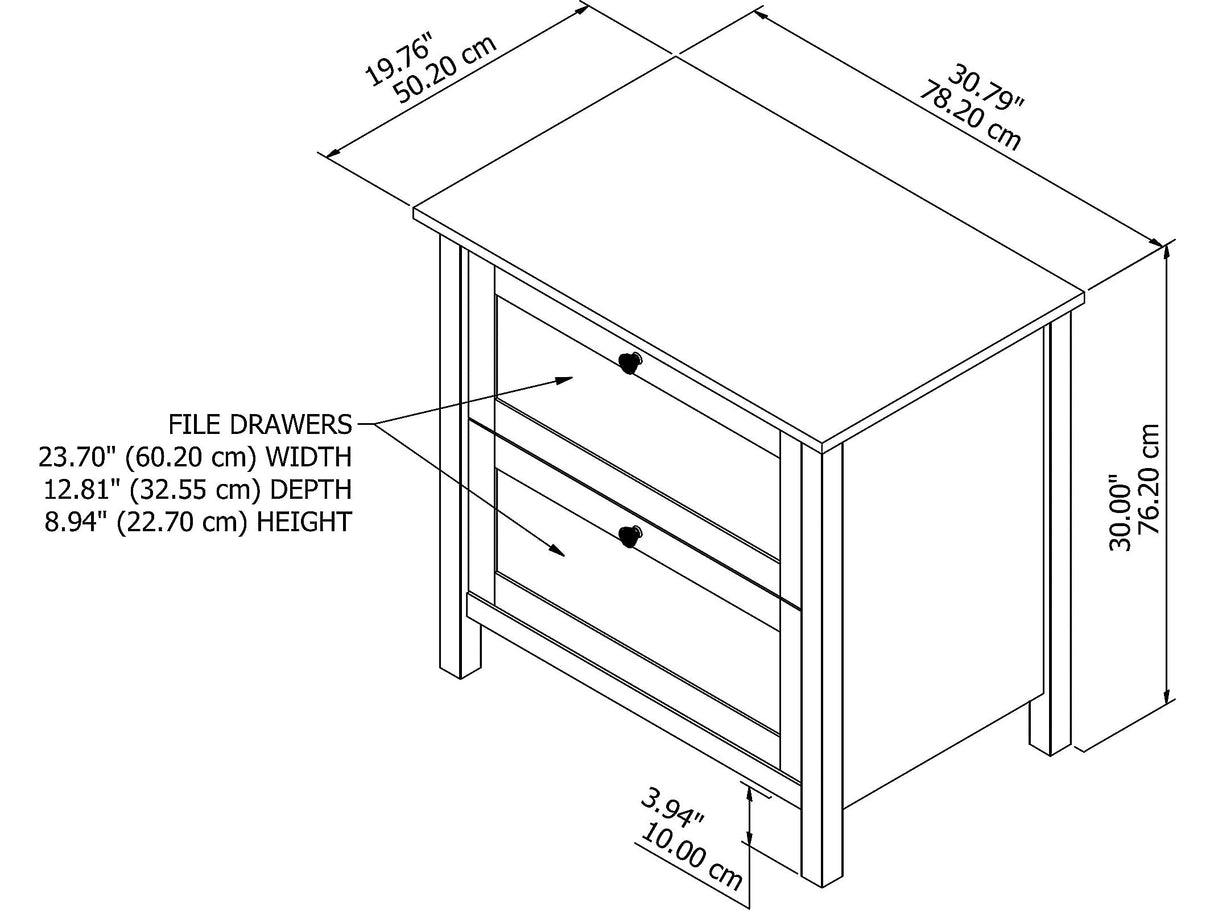 Bush Furniture Mayfield 2 Drawer Lateral File Cabinet in Pure White and Shiplap Gray Bush Business Furniture