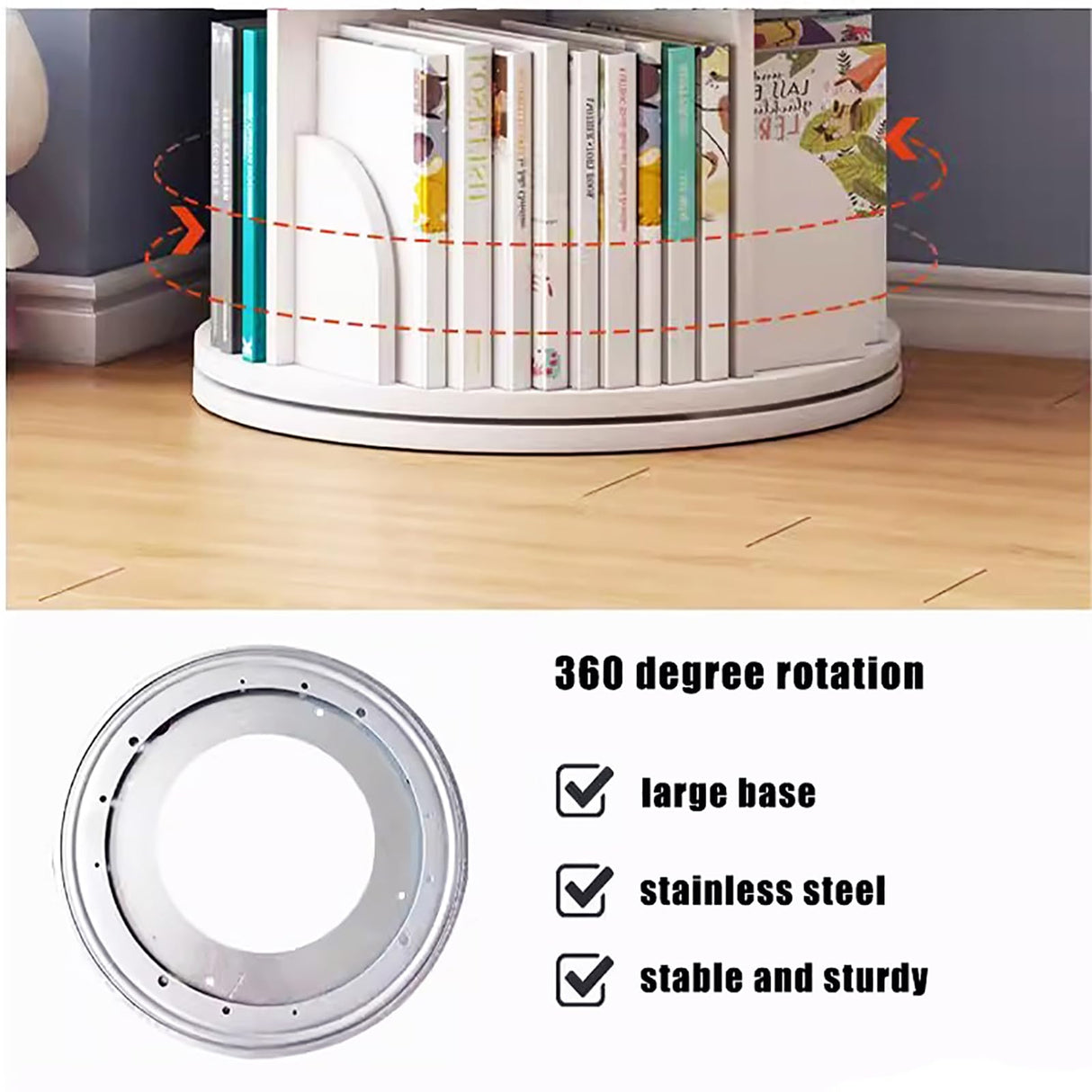 Lebolna Rotating Solid Wood Bookshelf Tower - Stylish 3/4/5 Tier Bookcase in White Lebolna