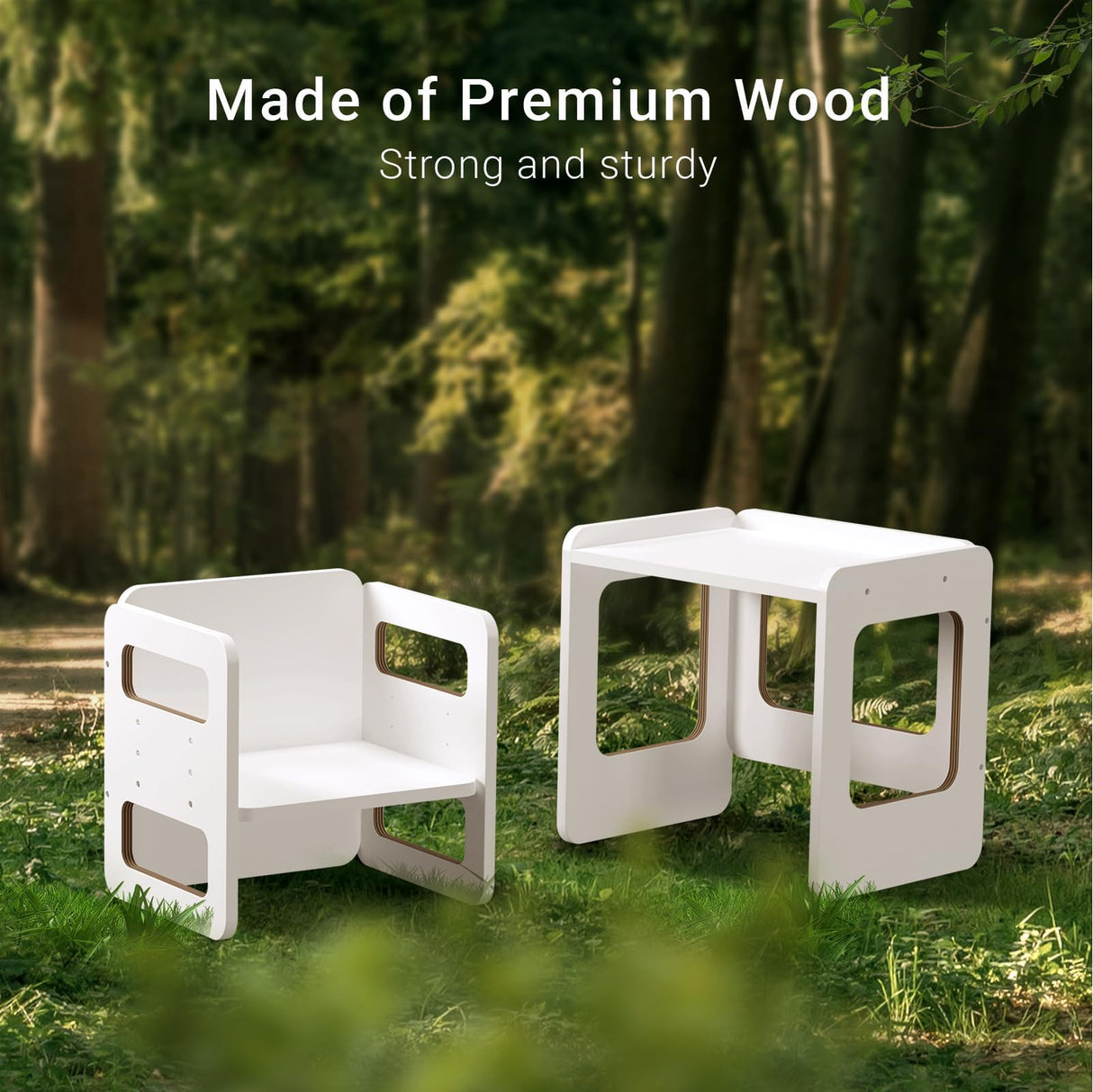 Tilhumt Montessori Weaning Table and Chair Set for Kids, Toddler Table and Chair Set, Adjustable Height Chair and Activity Table with Fence for Read, Play, Crafts (Upgraded) Tilhumt