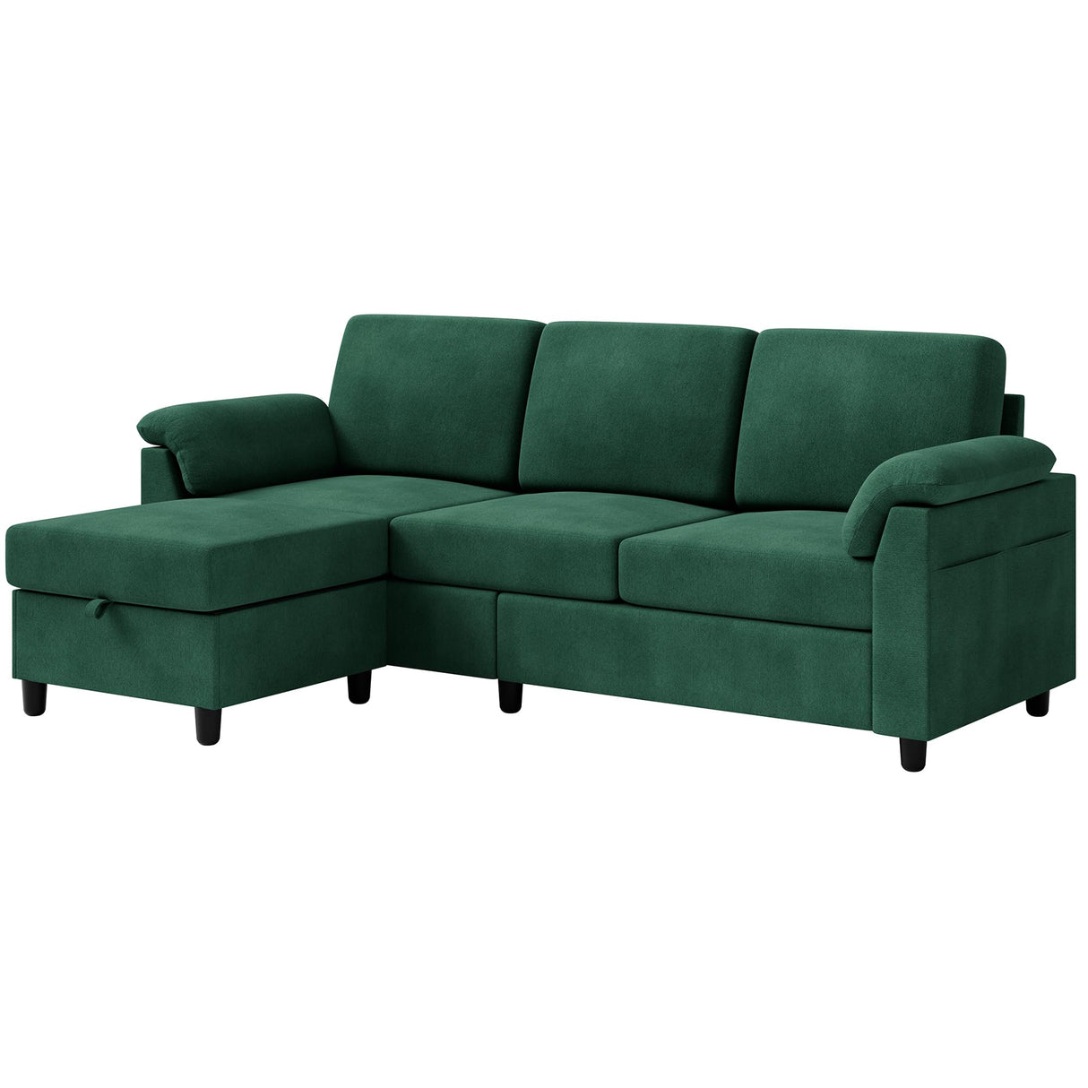 Vongrasig Convertible Sectional Couch, 3 Seat L Shaped Sofa with Removable Pillows Linen Fabric Small Modern Couch Mid Century for Living Room, Apartment and Office (Green) Vongrasig