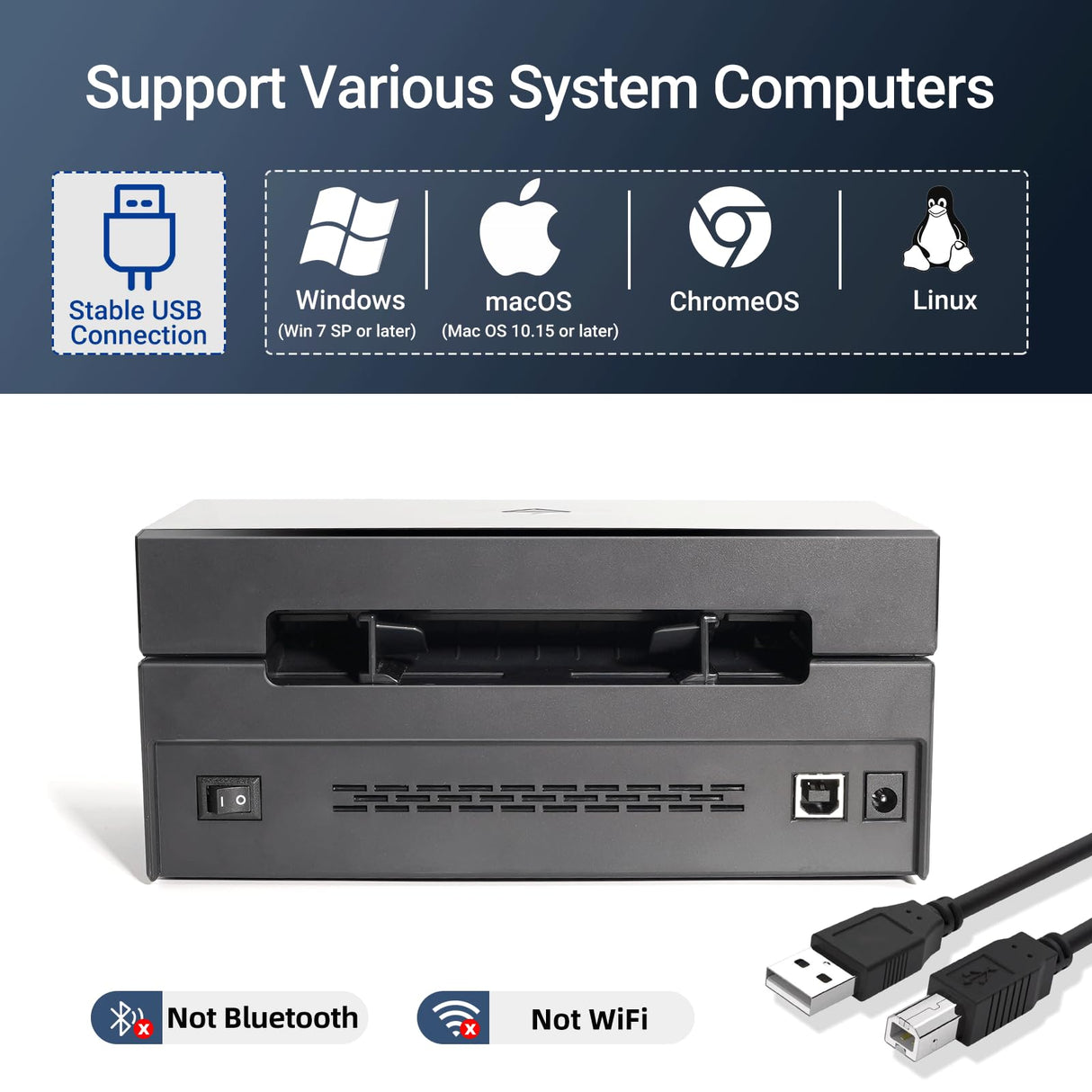 ORGBRO USB Shipping Label Printer, 4x6 Thermal Label Printer for Small Business, High Speed Sticker Printer for Commercial Grade Shipping Packages, Used for Amazon, Ebay, Shopify, USPS, Black ORGBRO