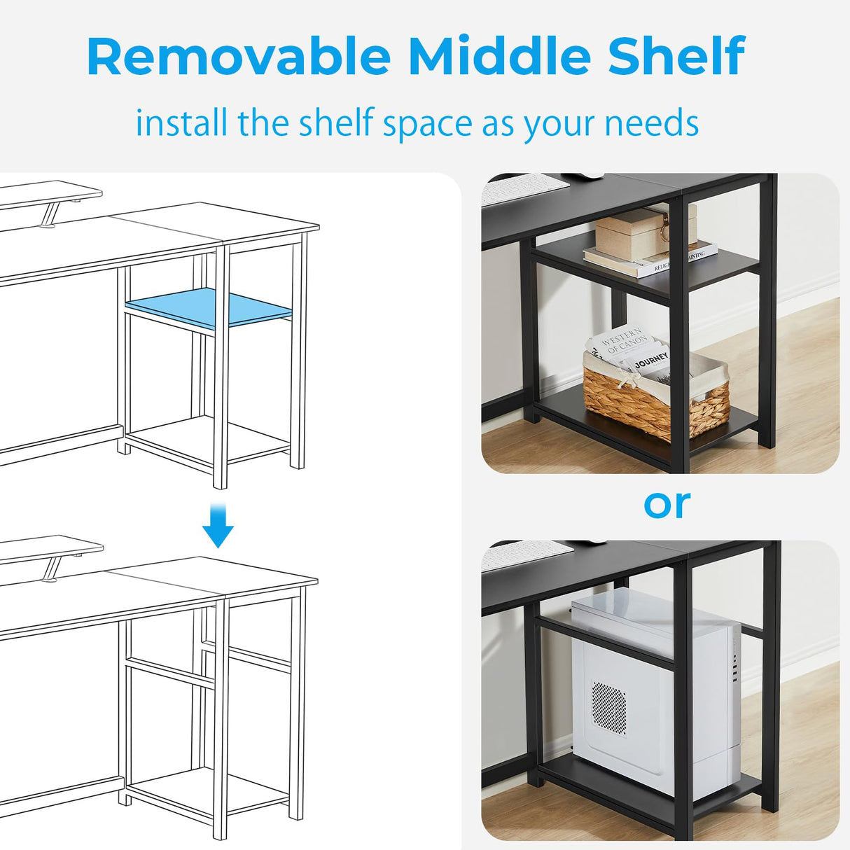 GreenForest Computer Desk with Monitor Stand,39 inch Small Desk with Reversible Storage Shelves,Gaming Desk for Small Spaces Home Office Writing Desk Study Table,Black GreenForest