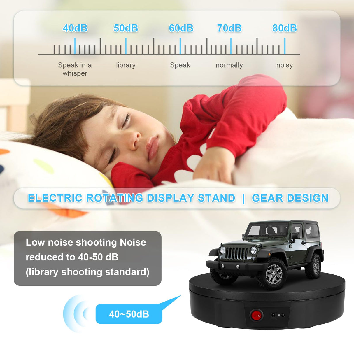 Remote Control Motorized Rotating Display Stand, 300 Lbs Load, 360 Degree, Mute Automatic Rotating Platform for Photography Products, Live Video Show, Angle Speed, Wired, Rotating Stand for Display Bosgladek