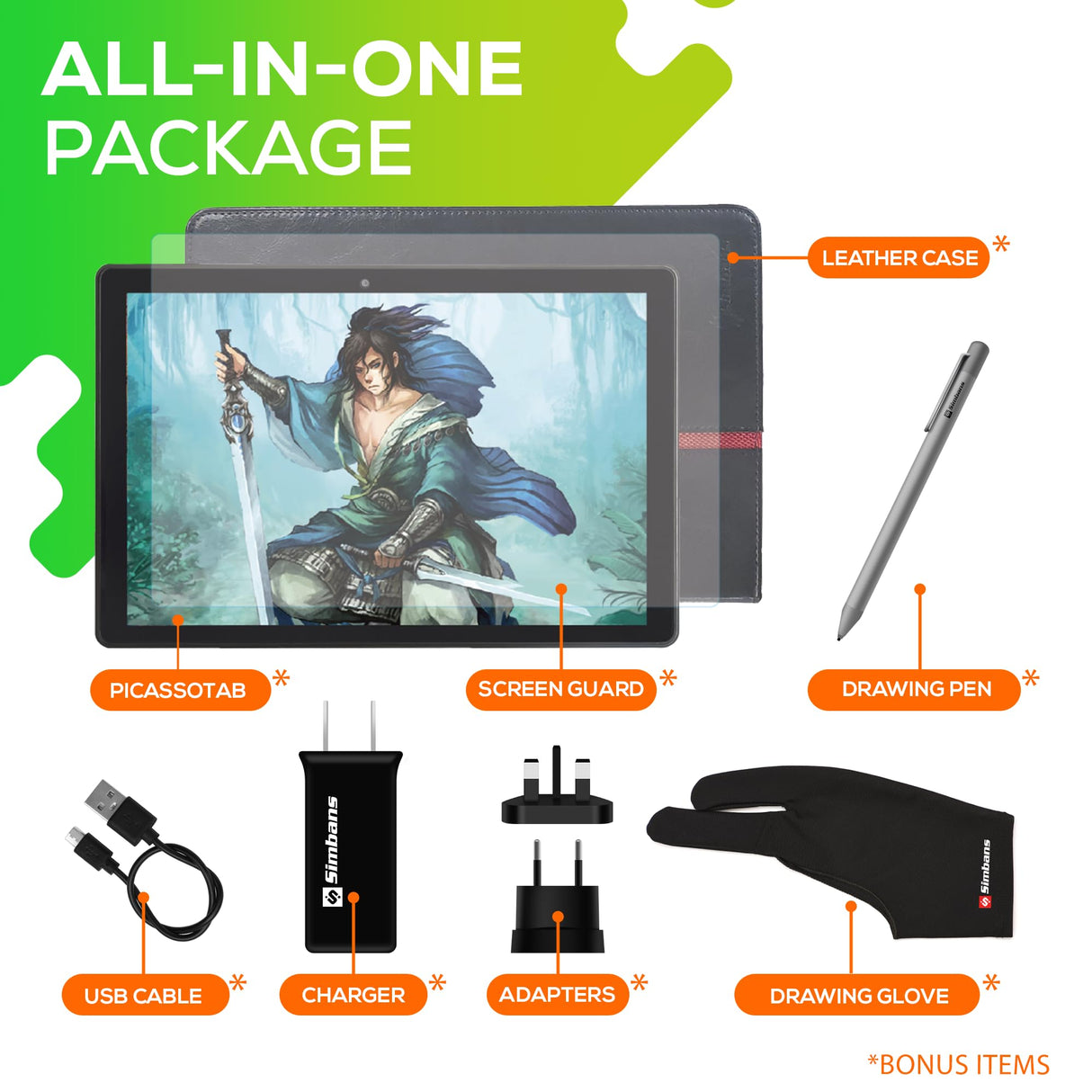 PicassoTab X Drawing Tablet • No Computer Needed • Drawing Apps & Tutorials • 4 Bonus Items • Stylus Pen • Portable • Standalone • 10 Inch Screen • Best Gift for Beginner Digital Graphic Artist • PCX Simbans