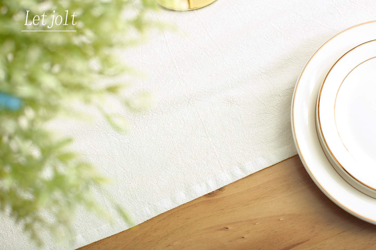 Letjolt White Table Runner 72 Inches Long Rustic Table Runner Cotton Table Runner Plain Table Runner Letjolt