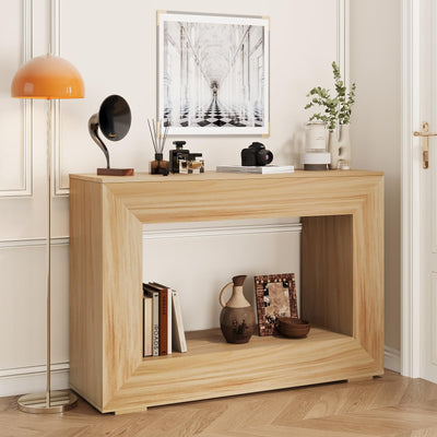 ROOMTEC 47" Farmhouse Console Table, Narrow Entryway Console Table, Sofa Tables with Storage, Industrial Hallway Accent Tables for Living Room, Entrance, Foyer (Oak Color)