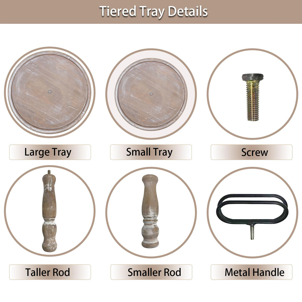 Krismax Decorative Trays - Two Tiered Tray Stand Rustic Tiered Tray Decor Farmhouse 2 Tiered Tray Serving Tray Seasonal & Holiday Decoration Wooden Tray for Coffee Table Farmhouse Display Stand Tray Krismax