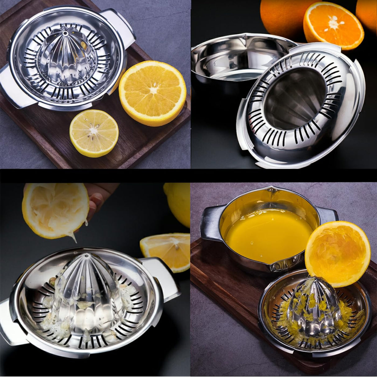 Citrus Lemon Orange Grapefruit Juicer Manual Squeezer 304 Stainless Steel Robust Hand Juicer Reamer Rotation Press with Strainer&10oz Bowl, 2 Pour Spouts, Dishwasher Safe, Easy to Clean, Heavy Duty Etinslant