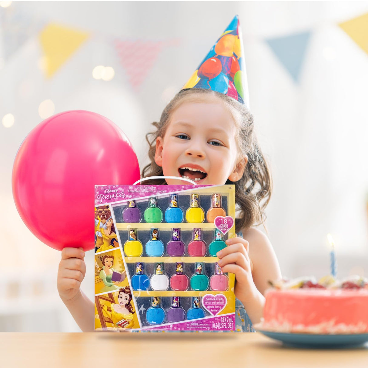 Townley Girl Disney Princess Belle 18 Piece Water-Based Nail Polish Set, Quick Dry and Peels-Off, Nail Paint Set for Girls, Perfect for Parties, Sleepovers and Makeovers, Ages 3 Townley Girl