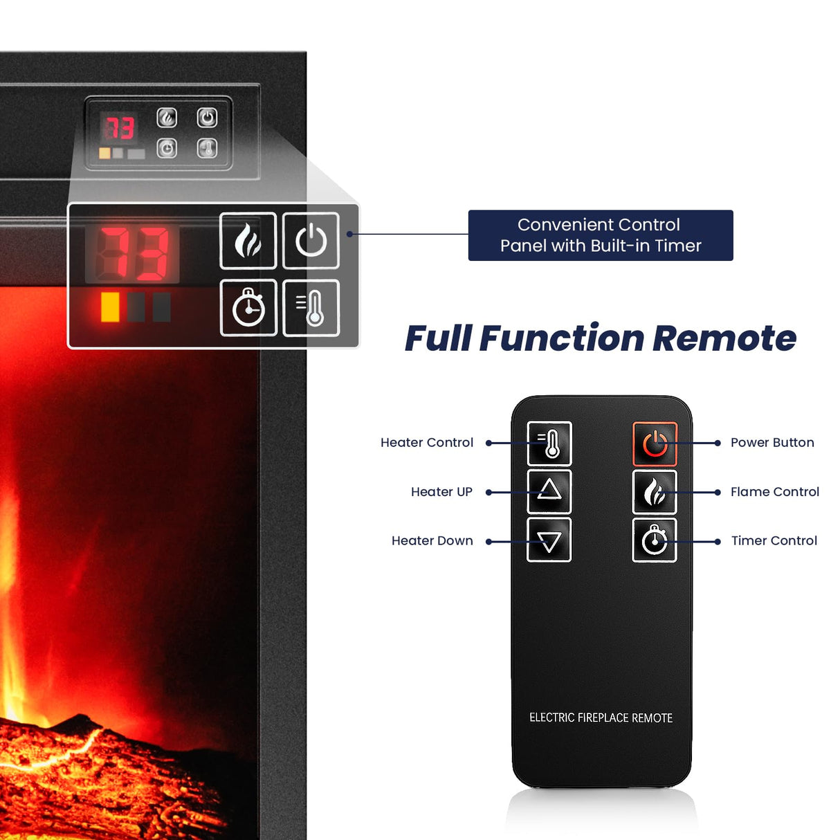 LGHM 80" Electric Fireplace with Mantel, Fireplace TV Stand for TVs Up to 90 Inch, Farmhouse Entertainment Center with Storage, Realistic Stacked Stone Surround with Remote Control for Living Room LGHM